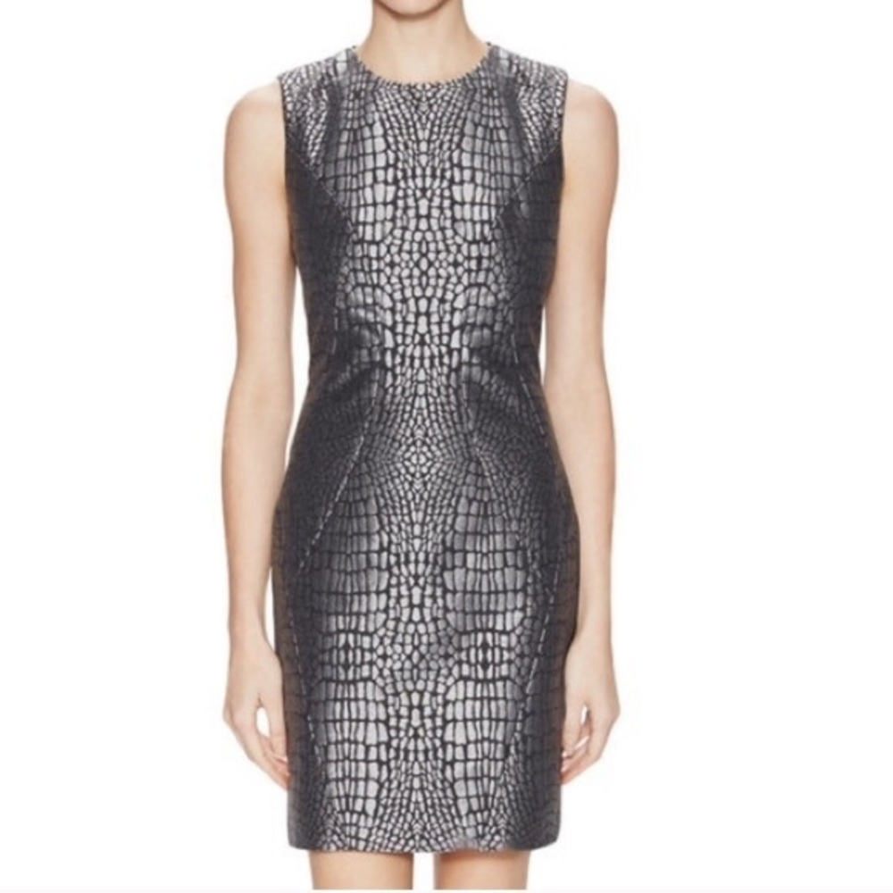 DVF Silver Alligator Jacquard + Black Dress - Picture 1 of 9